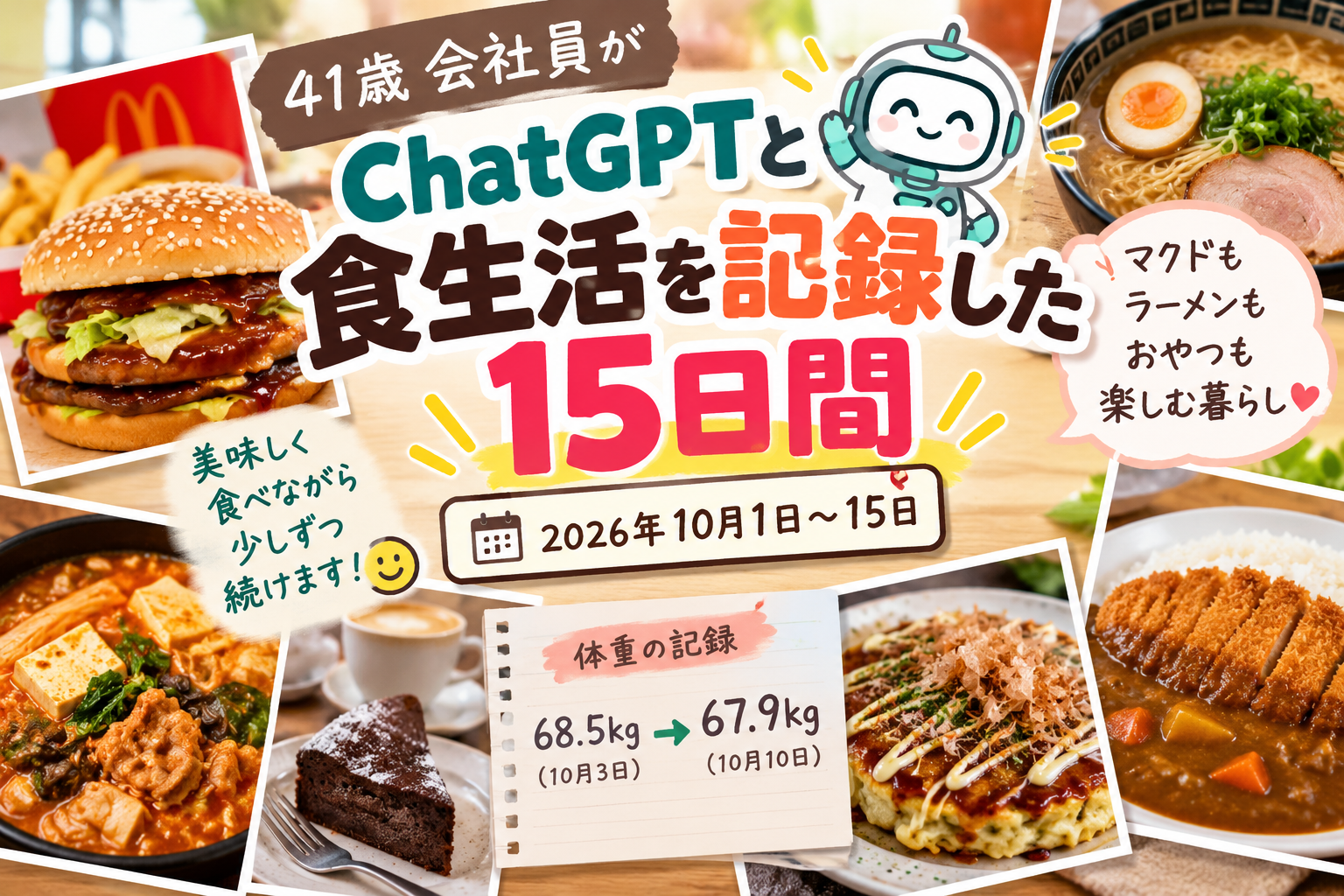 ChatGPTと食生活を記録した15日間｜41歳会社員の食事・体重記録